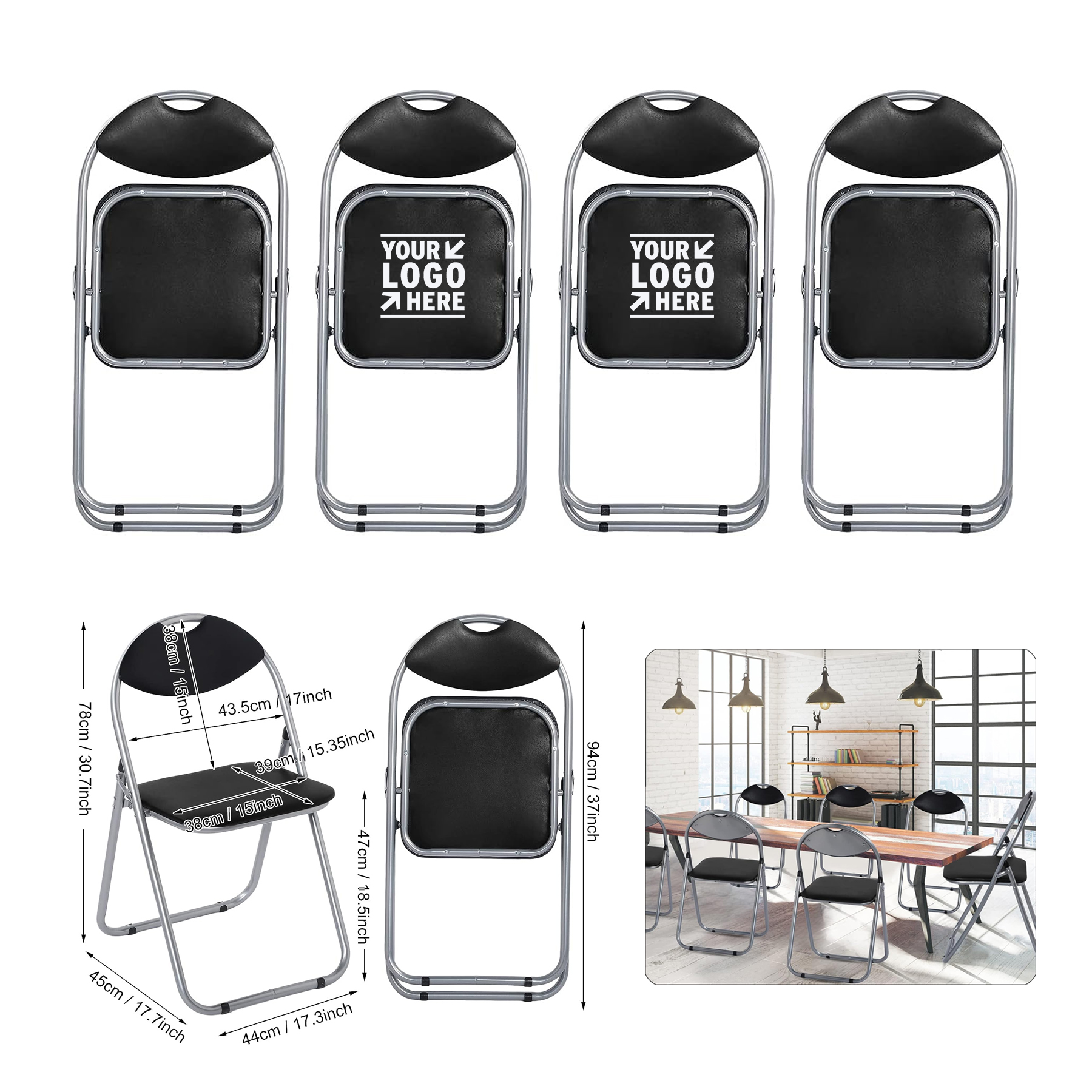 8 Packs Ultra Thick Padded Seat Comfortable Metal Folding Chairs 2