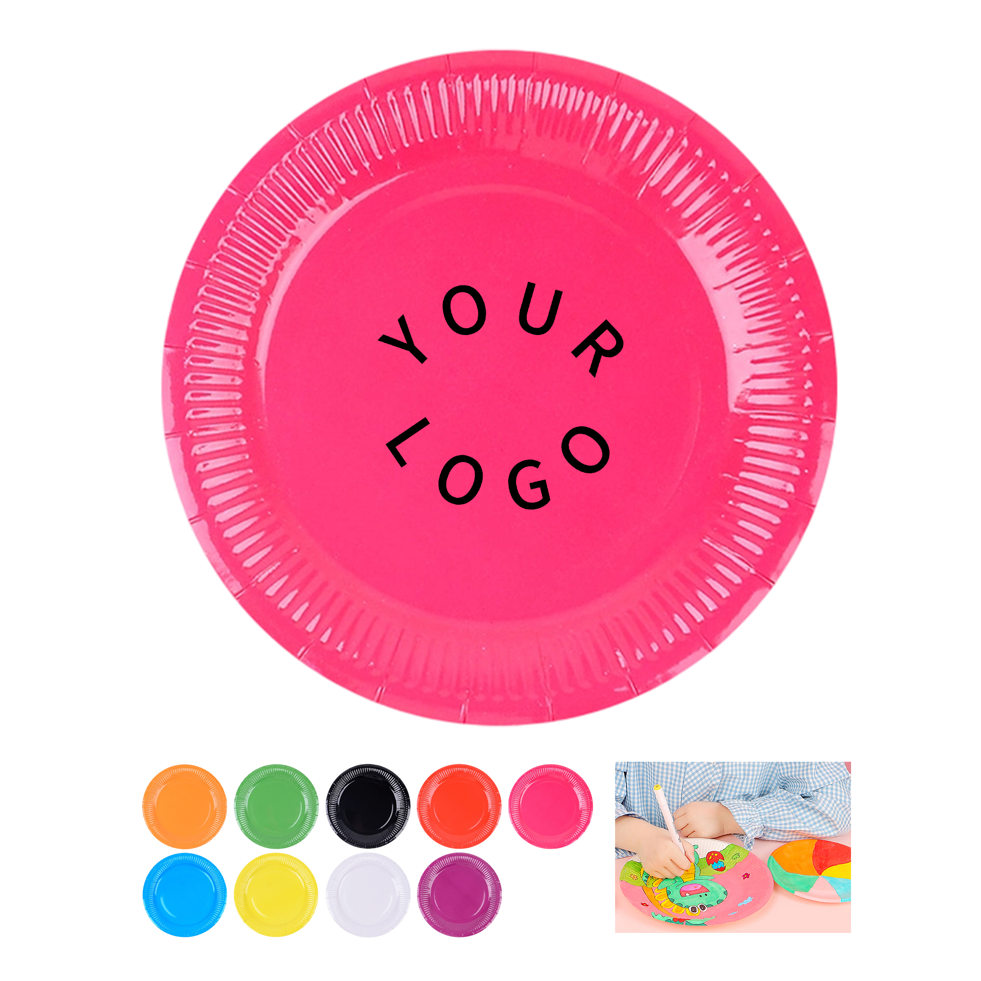 Paper Plate Disposable Round Design Colorful Pattern 7" Diameter 2