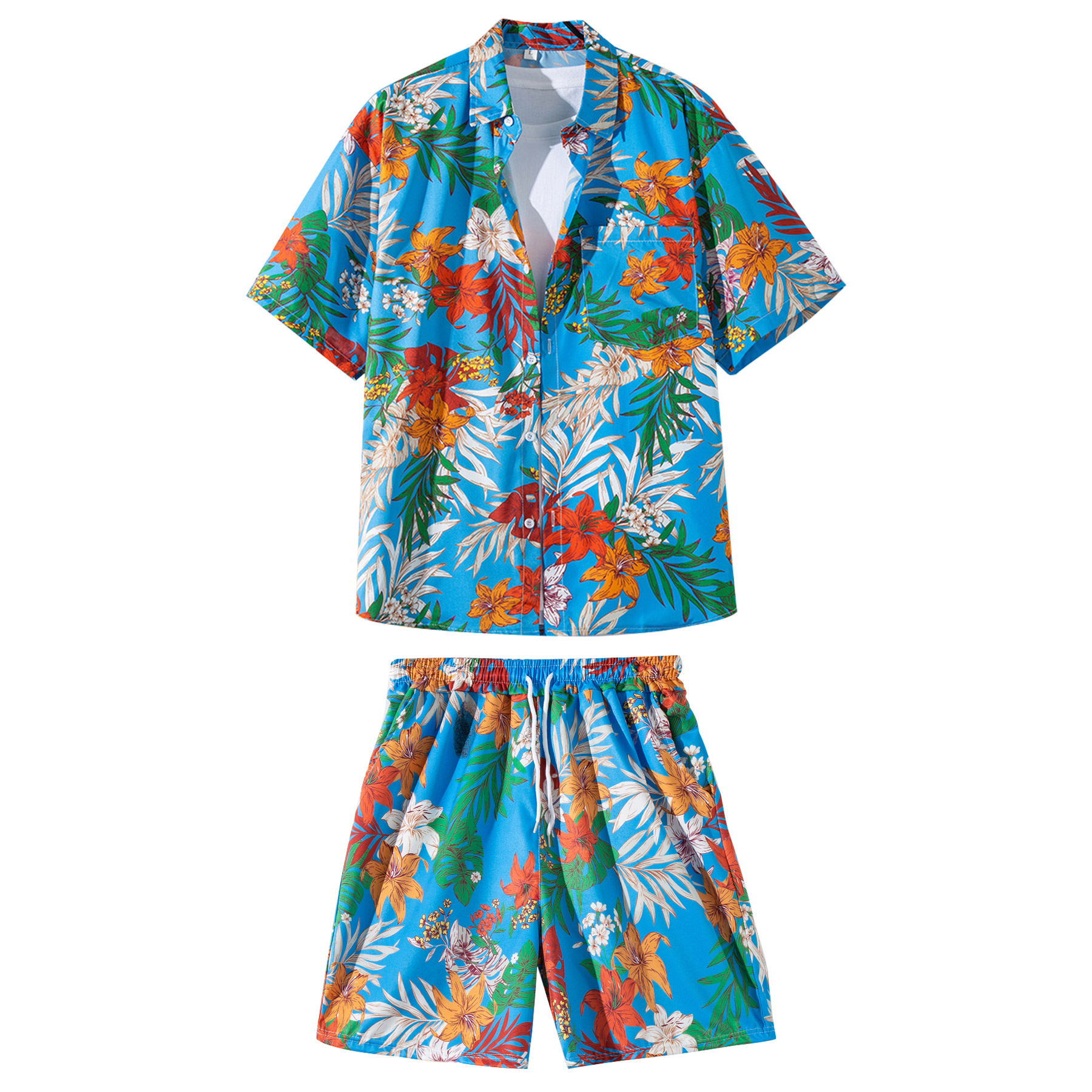 2 Pieces Hawaiian Shirts And Shorts Sets 13