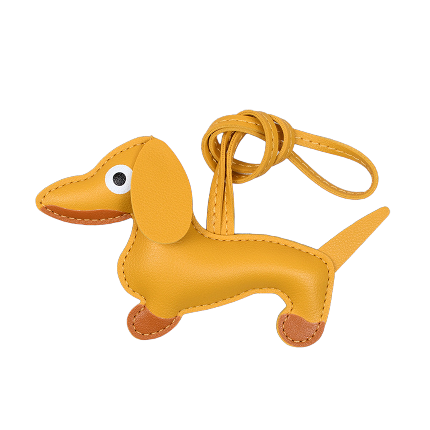 Pu Leather Cartoon Cute Dachshund Shape Vintage Key Chain 3