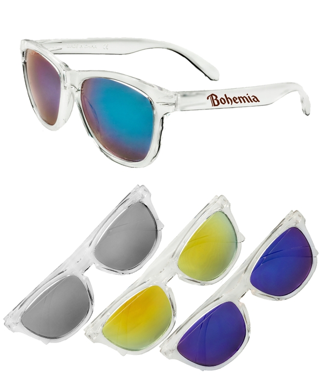 Clear Mirrored Sunglasses, custom sunglasses with logo imprint 2