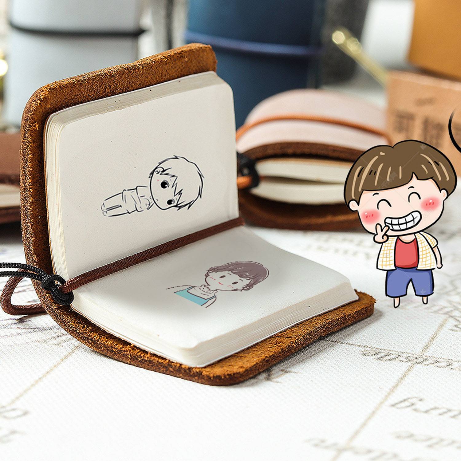 Genuine Leather Mini travel book pendant 5