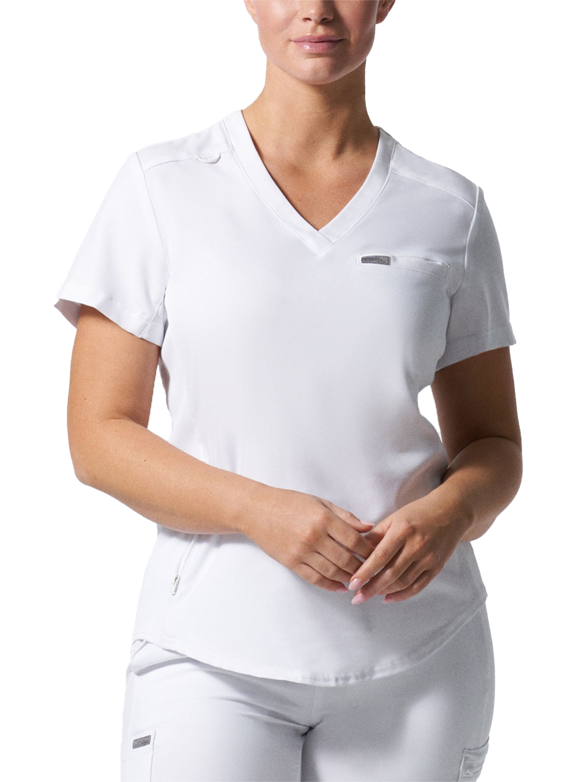 Landau - Forward - Women's Two-Pocket Shirttail Hemline V-Neck Top 11