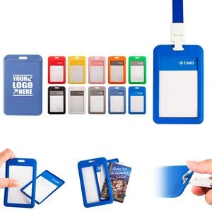 3 Pockets PU Leather Lanyard Card Holder with Dual Color Back 33