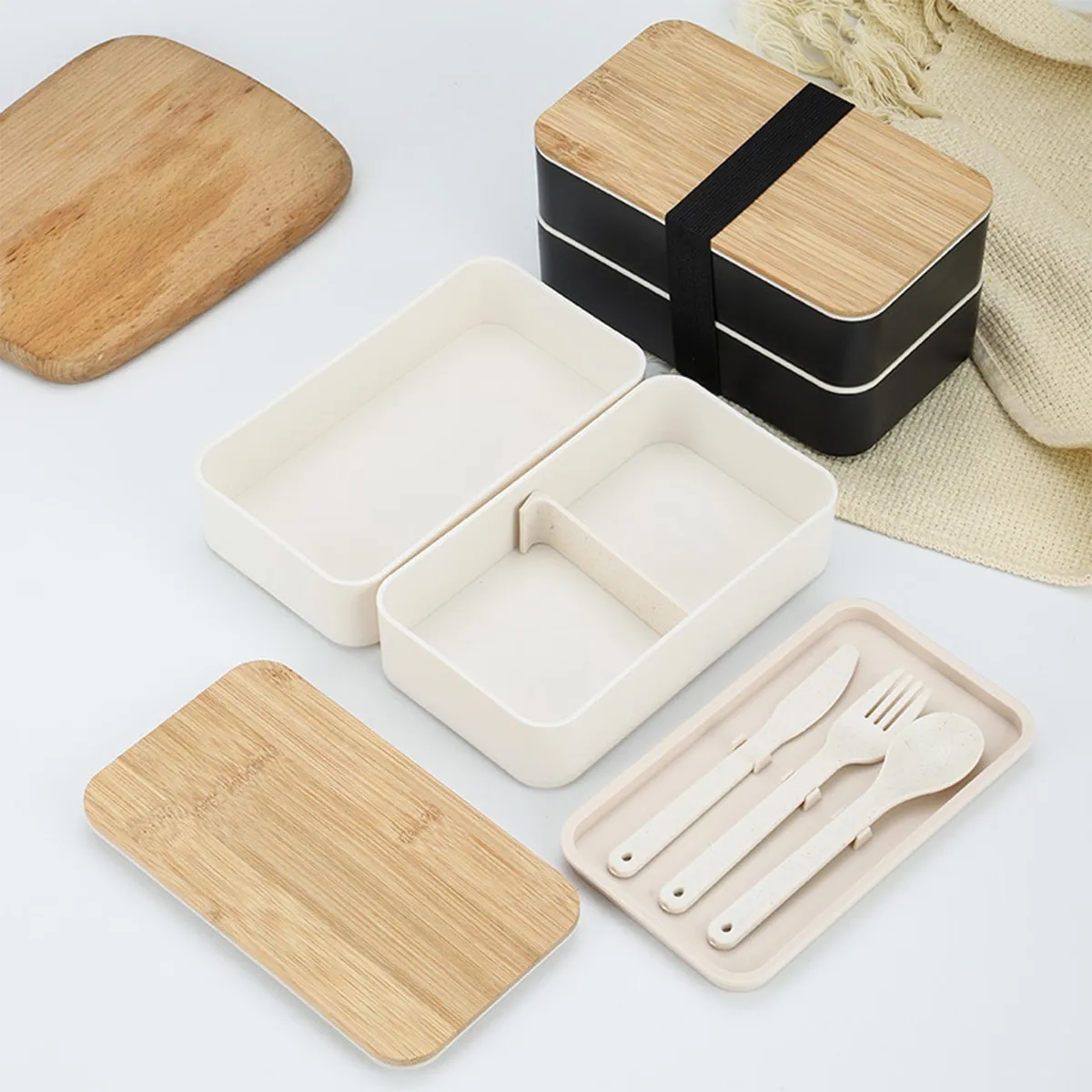 Bento Box Lunch Container Microwavable Food Storage Wood 6