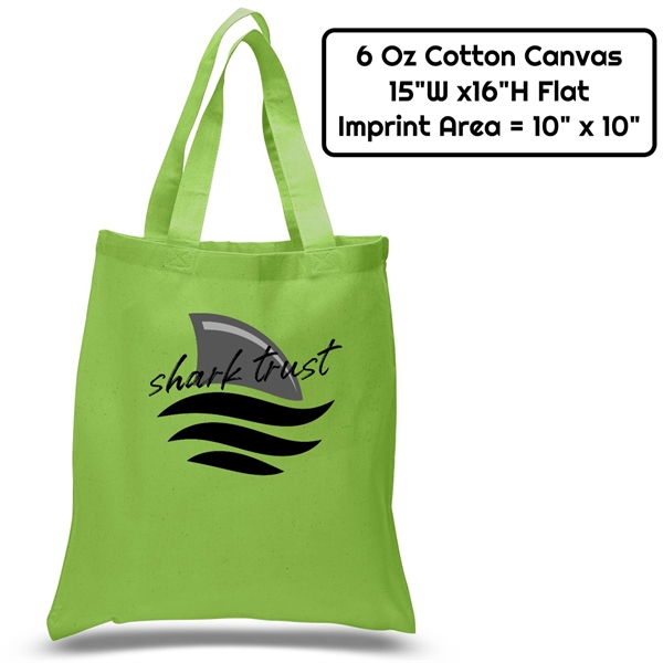 Value 6 oz Cotton Canvas Tote Bag - 15"W x 16"H x 21"Handle 20