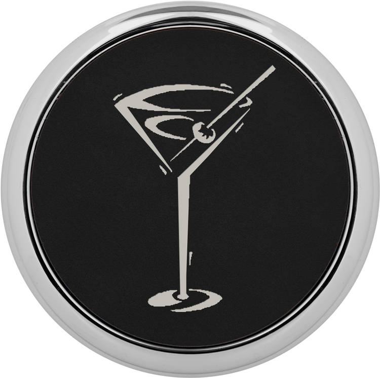 Black Leatherette Individual Round Coaster 1