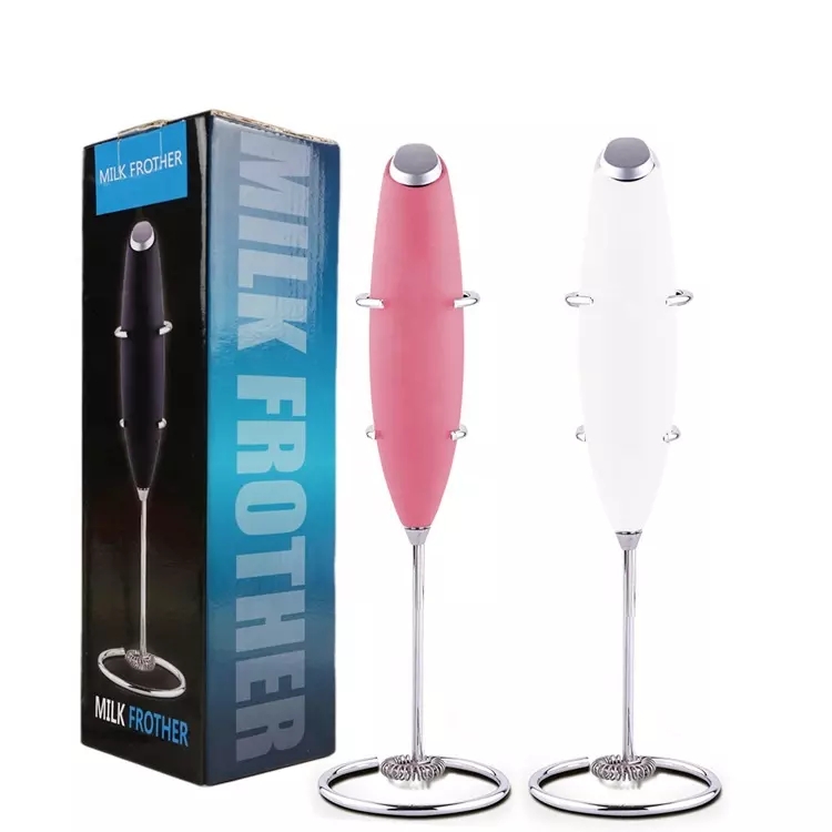 Handheld Battery Operated Electric Milk Frother w/Metal Stand 4