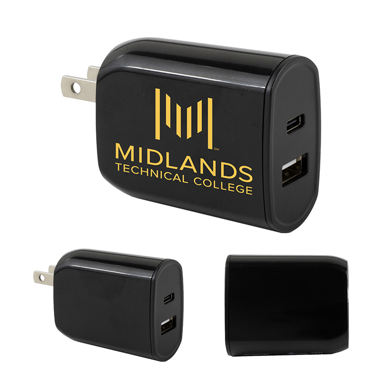 “Voltcharge” 12.5W 2-In-1 USB And Type C Wall Charger Adapter – UL Listed And Compliant