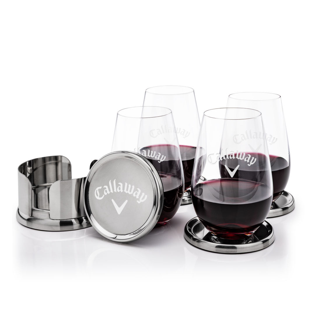 Baldoni Coasters & Boston Stemless Wine Set