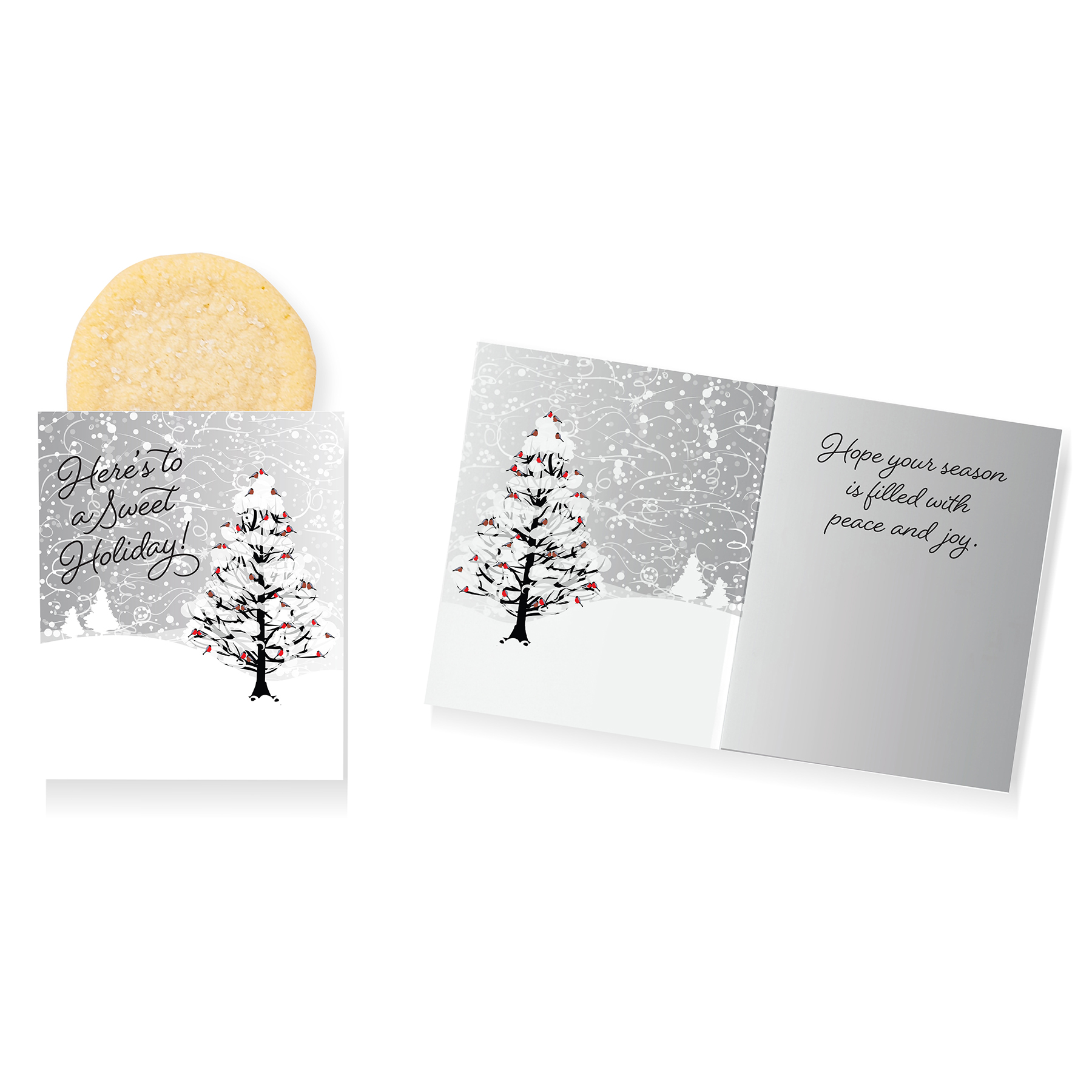 Foil-Stamped Stock Cardinals Design Mini Sweeter Card with Single Sugar Cookie 2