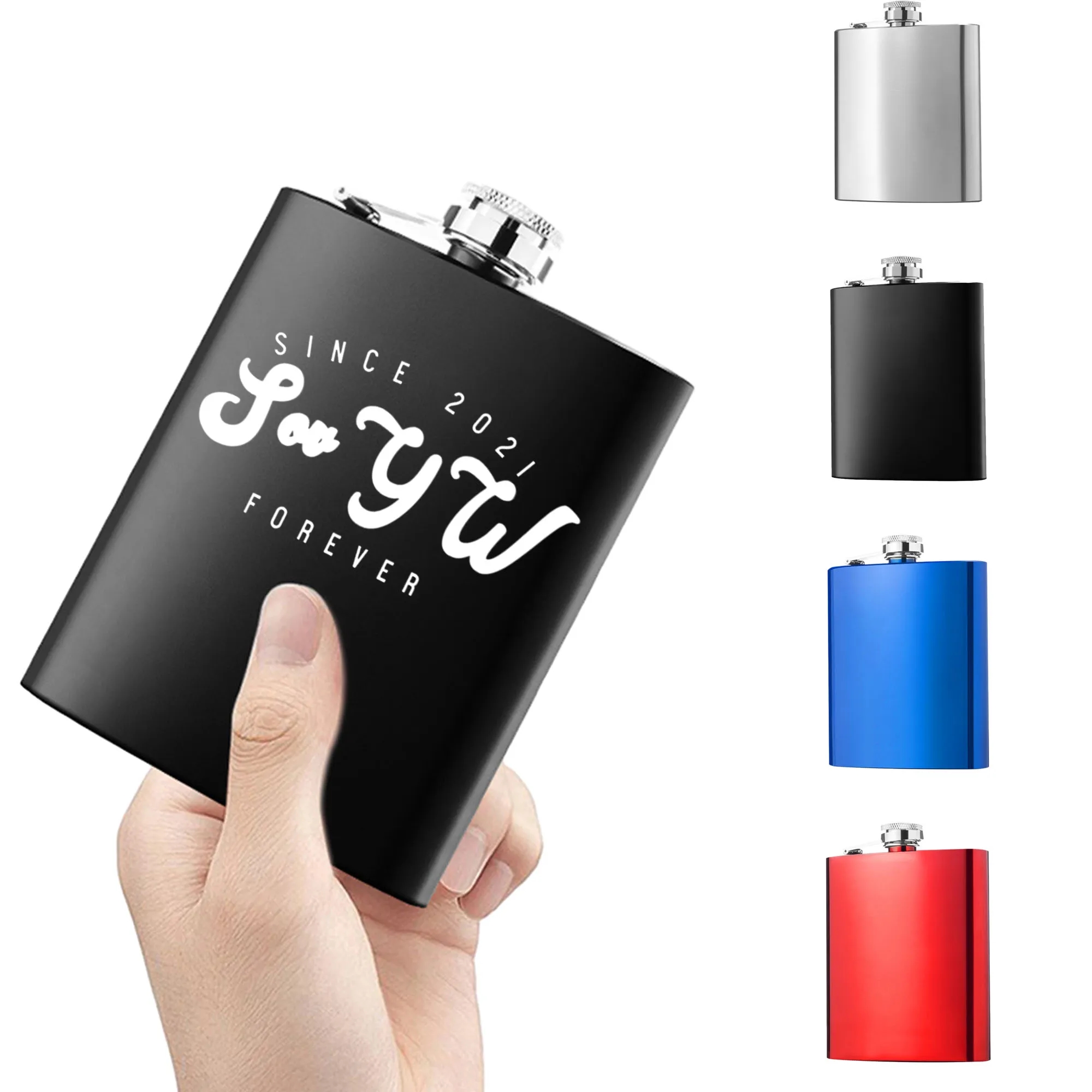 6oz Outdoor Stainless Steel Flat Wine Bottle, custom water bottle with logo imprint 3