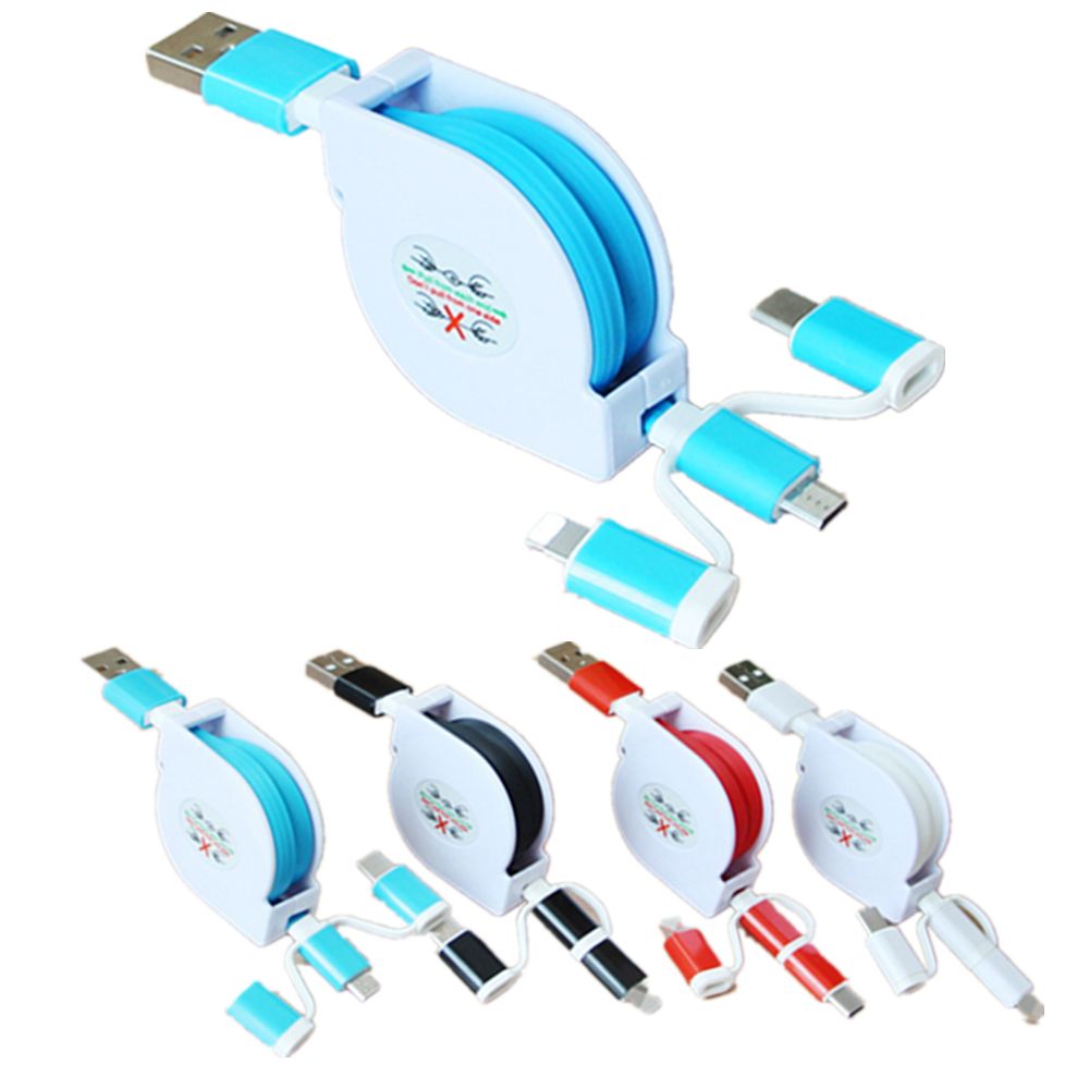 3-in-1 Retractable Fabric Charge-It Cable 2