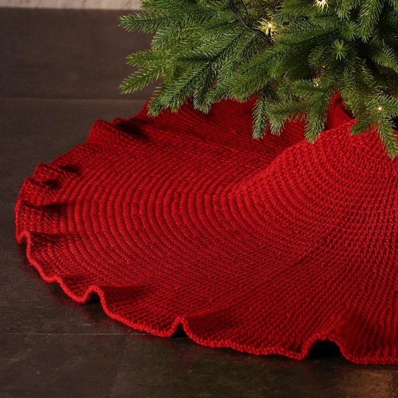 Red Knitted Christmas Tree Skirt 8