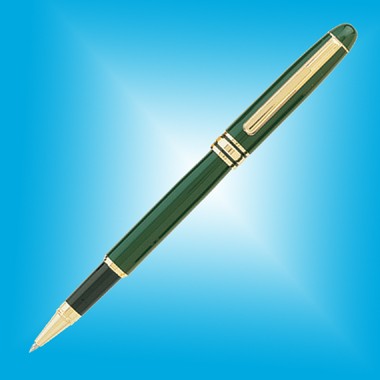 Ebony Roller Ball Point Pen - Green w/Gold Accent 1