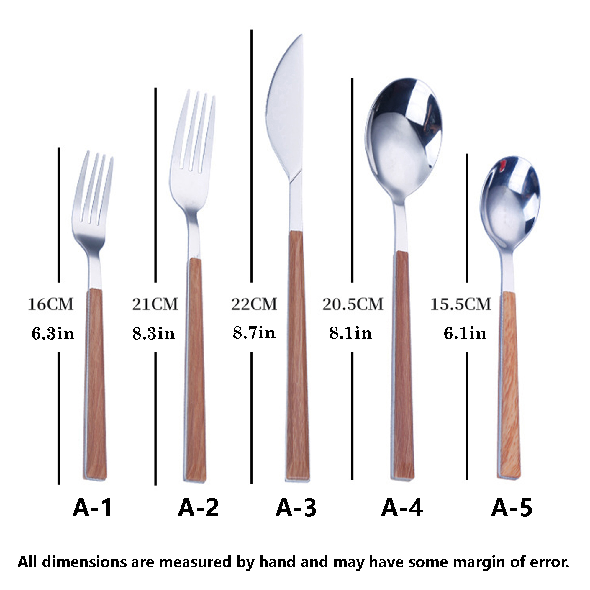 High-grade wood-effect stainless steel dinner fork, available in tableware sets 4