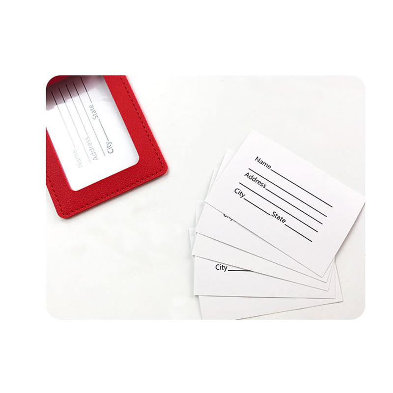 PU Leather Luggage Bag Tags w/Privacy Cover 4