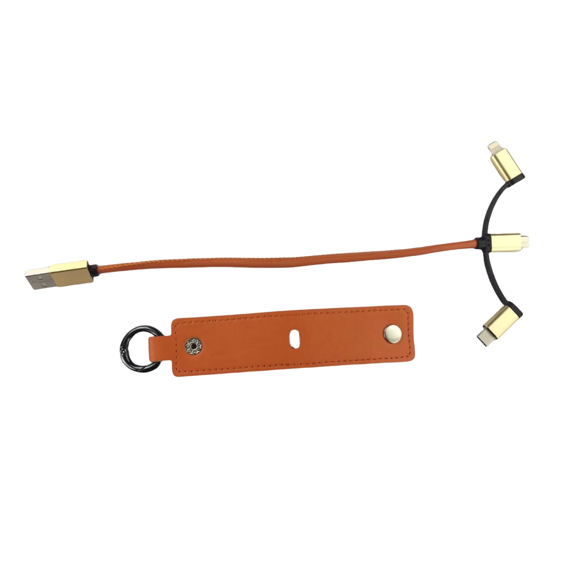 3-in-1 PU Leather Charging Cable with Keychain 12