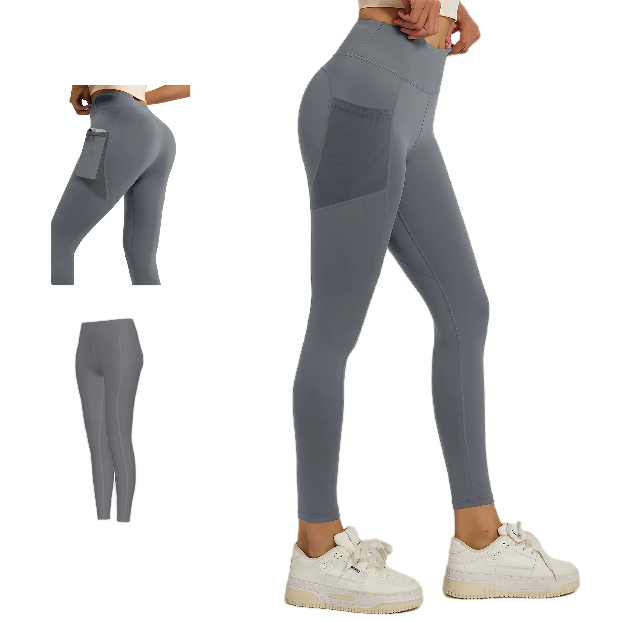 High Waisted Tummy Control Yoga Pants With Mesh Side Pockets 8