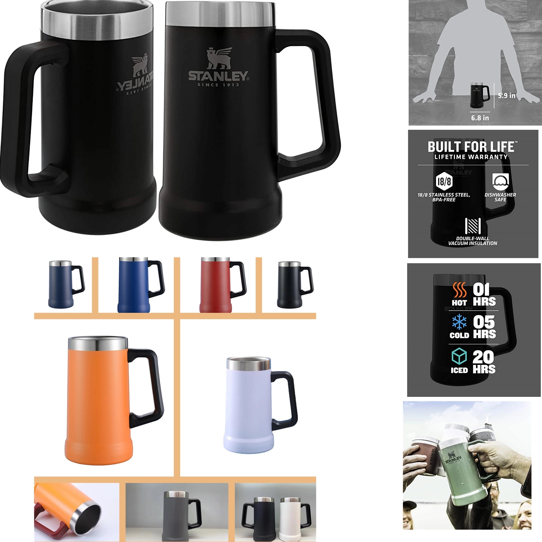24oz Stainless Steel Beer Mug 2