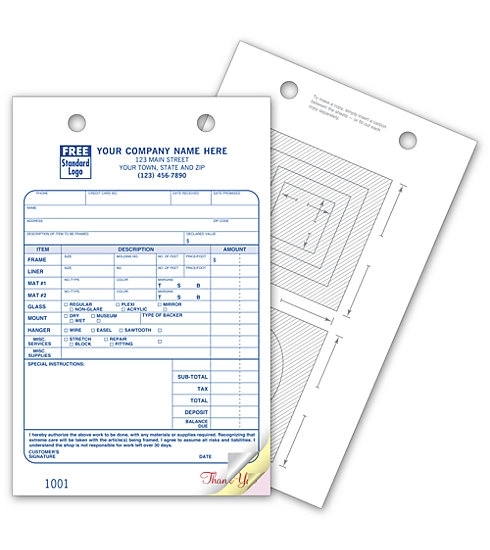 Picture Framing Register Forms, Large, Classic, Carbonless 2
