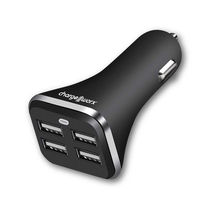4-Port USB and USB-C Car Chargers - Black 2