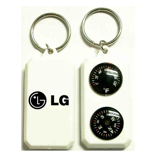 Compass and thermometer keychain. 1