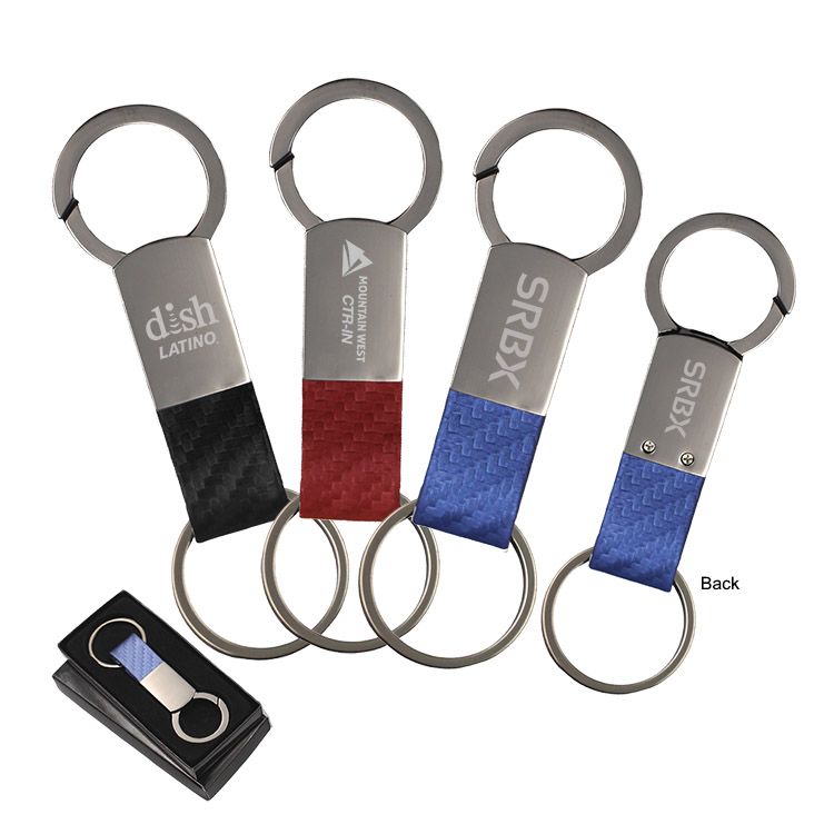 Gunmetal Faux Leather Clip-On Key Chain 2