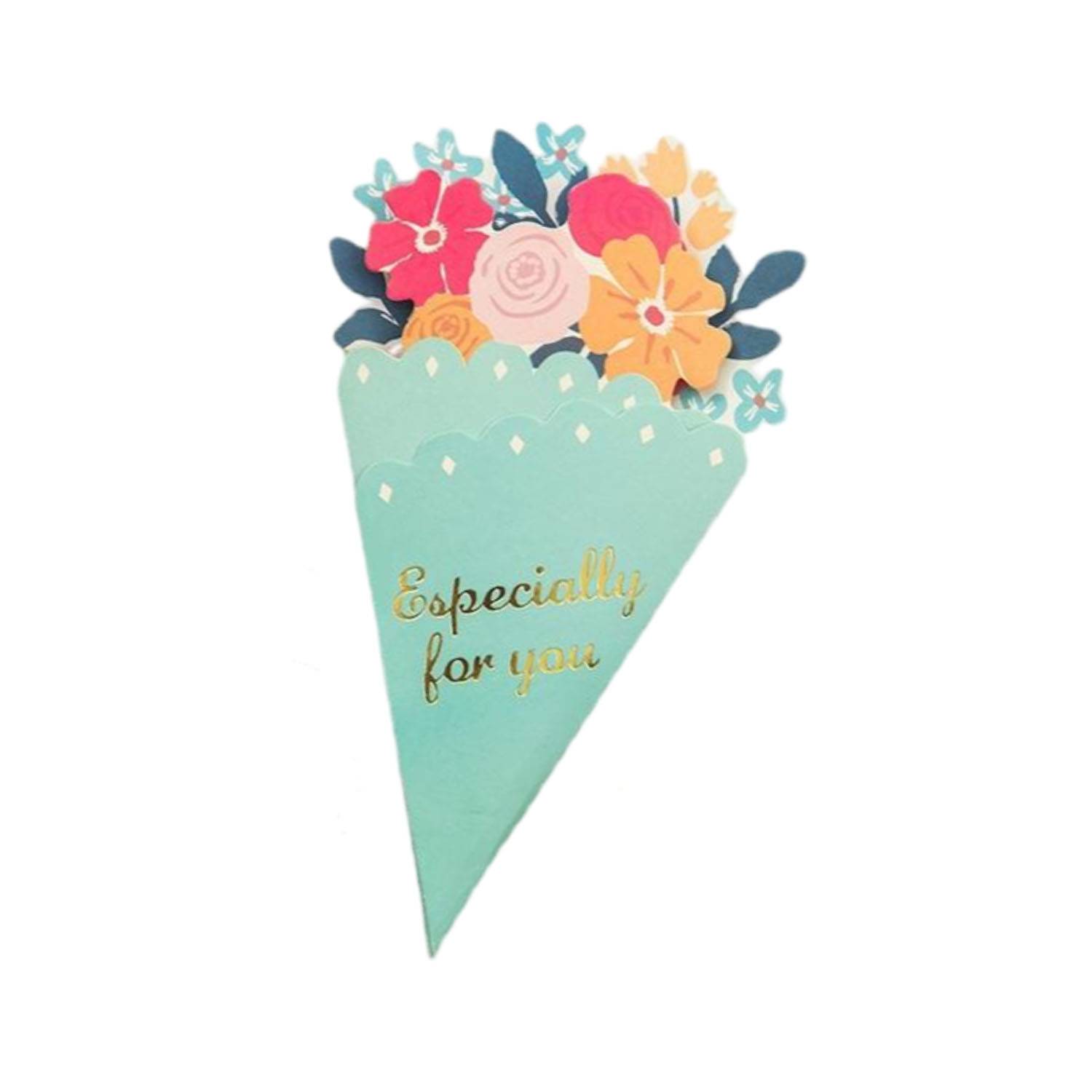 3D Paper Flower Bouquet Pop Up Greeting Card 4