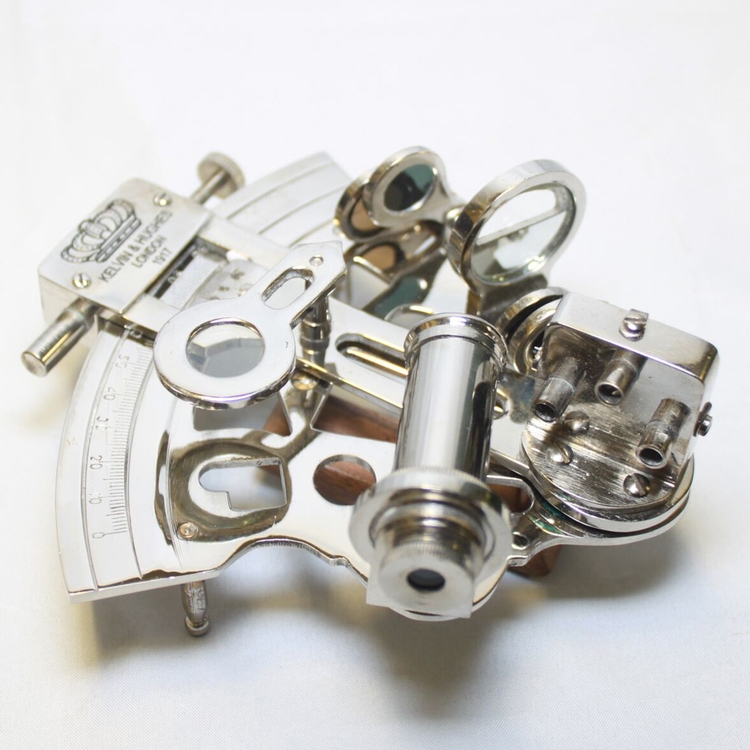 6" Brass Sextant w/Nickel Finish and See Through Box 3