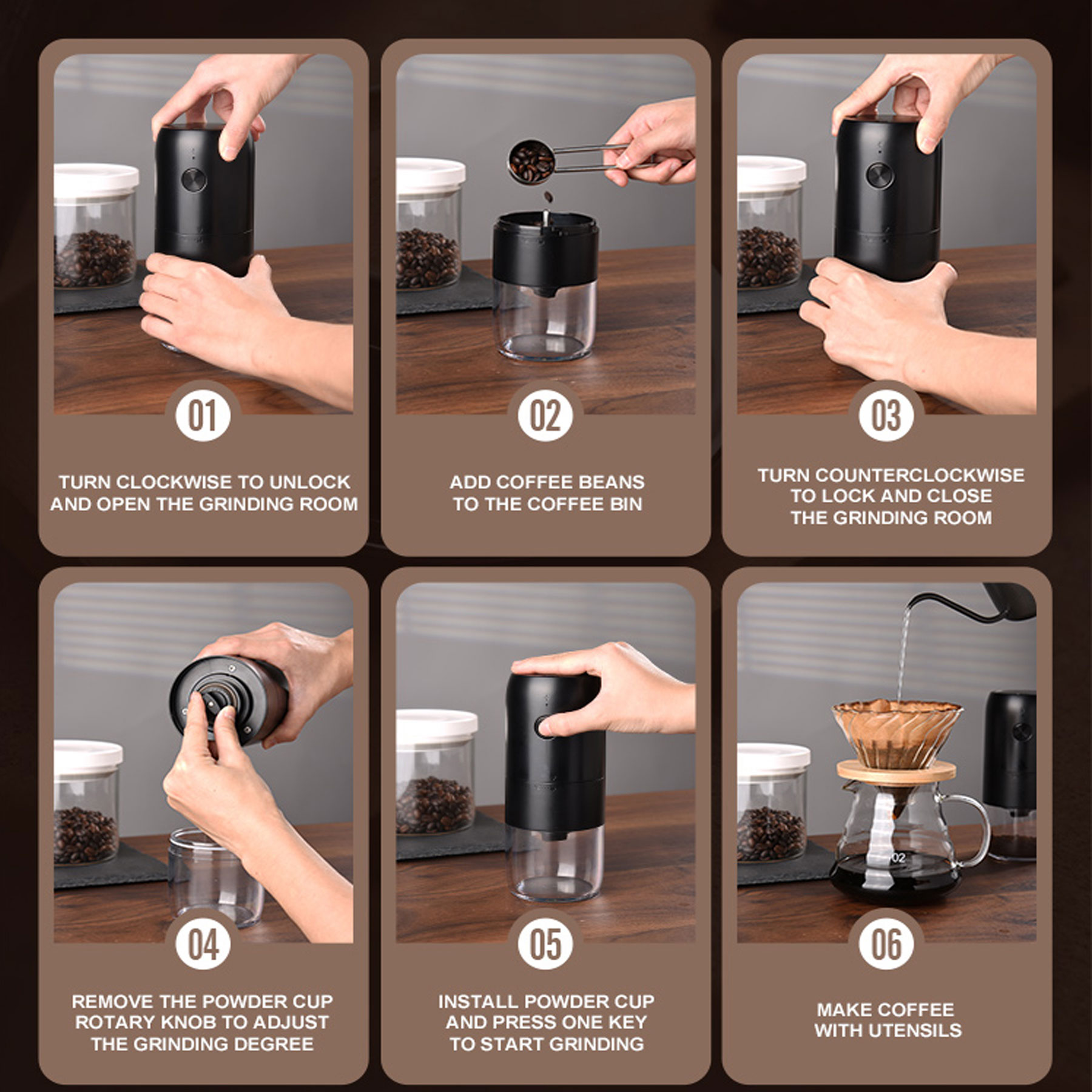 CafePro Electric Coffee Grinder - Ceramic Burr, One-Touch Operation 1