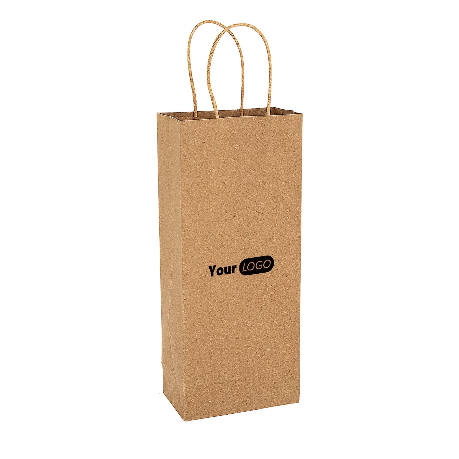 5 1/2" x 13" Kraft Paper Wine Bottle Bags 2