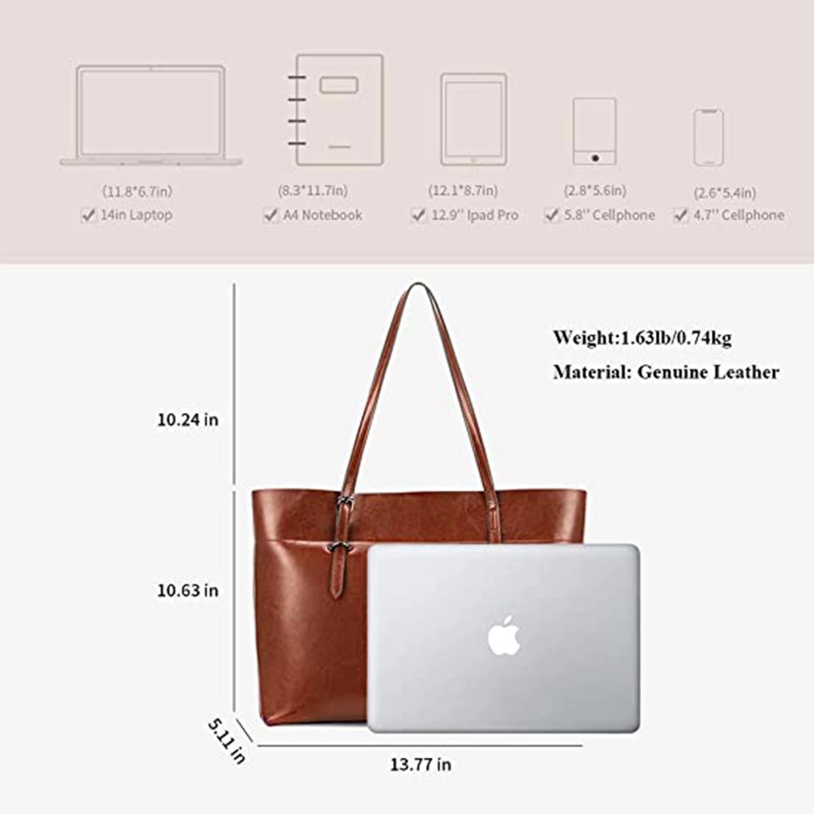 Vintage Leather Tote Shoulder Bag 1