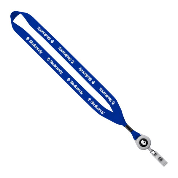 3/4" Polyester Lanyard with Metal Crimp & Retractable Badge Reel