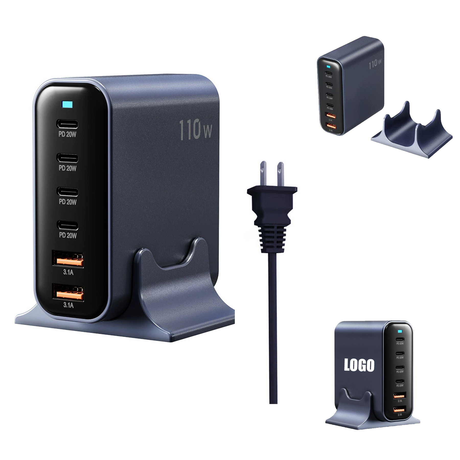 110W 6-Port GaN USB C Charger Block Fast Charging 1