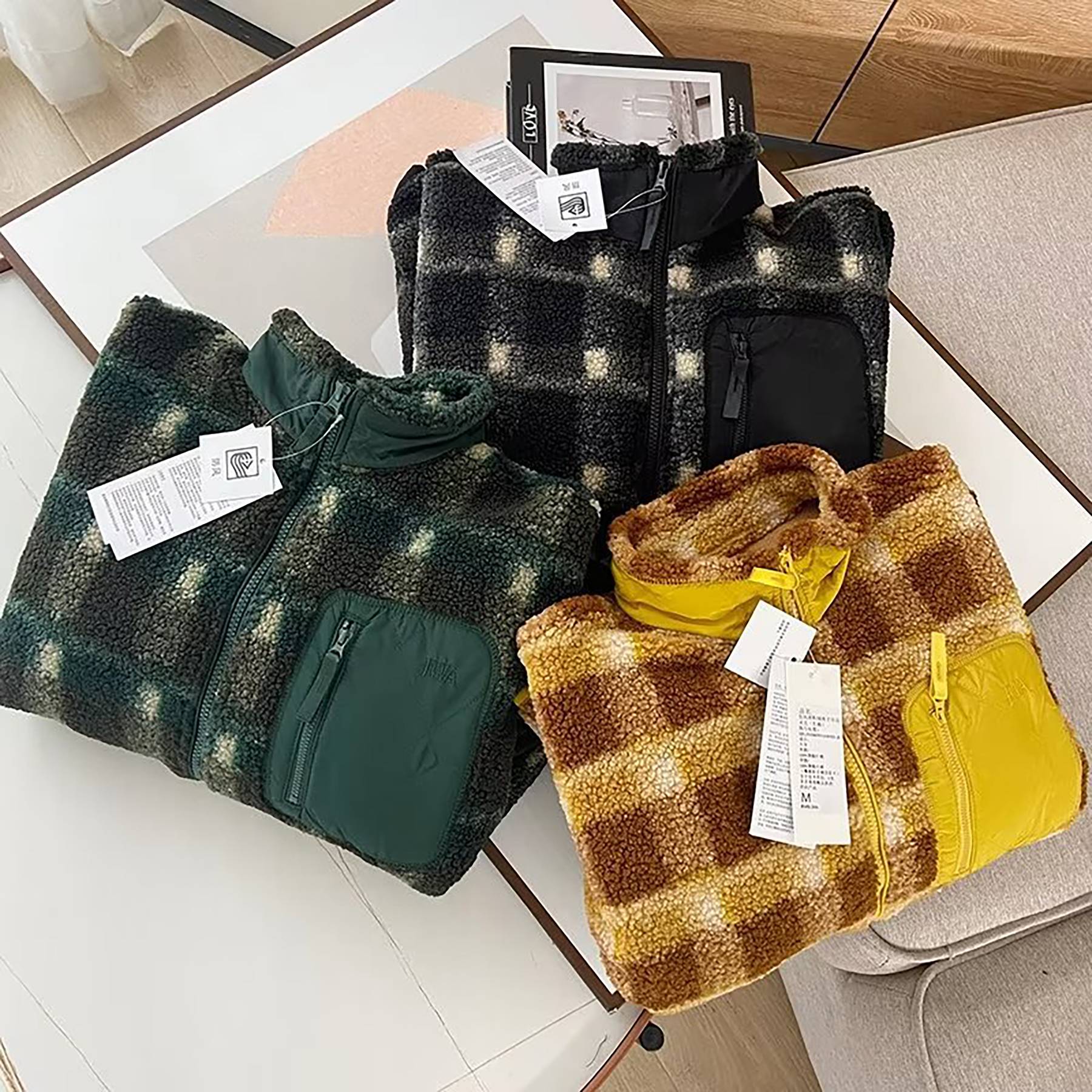Spring Loose Standing Collar Windproof Lamb Fleece Overcoat 6
