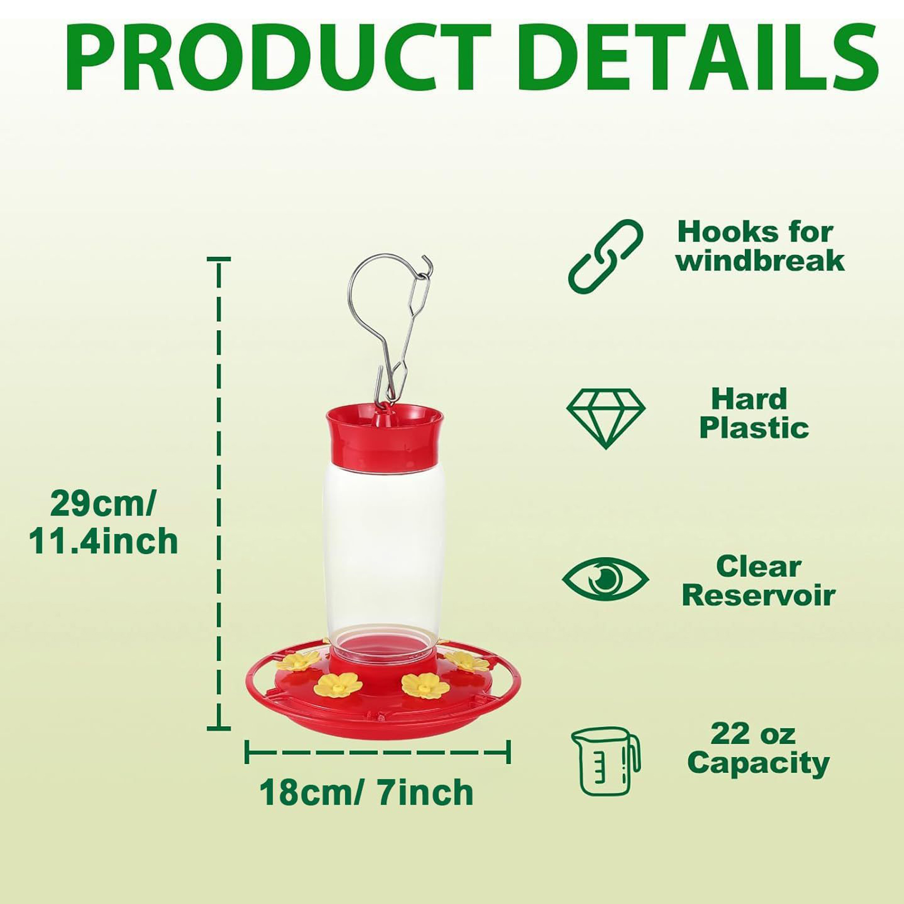 22 oz Hummingbird Nectar Feeder 7