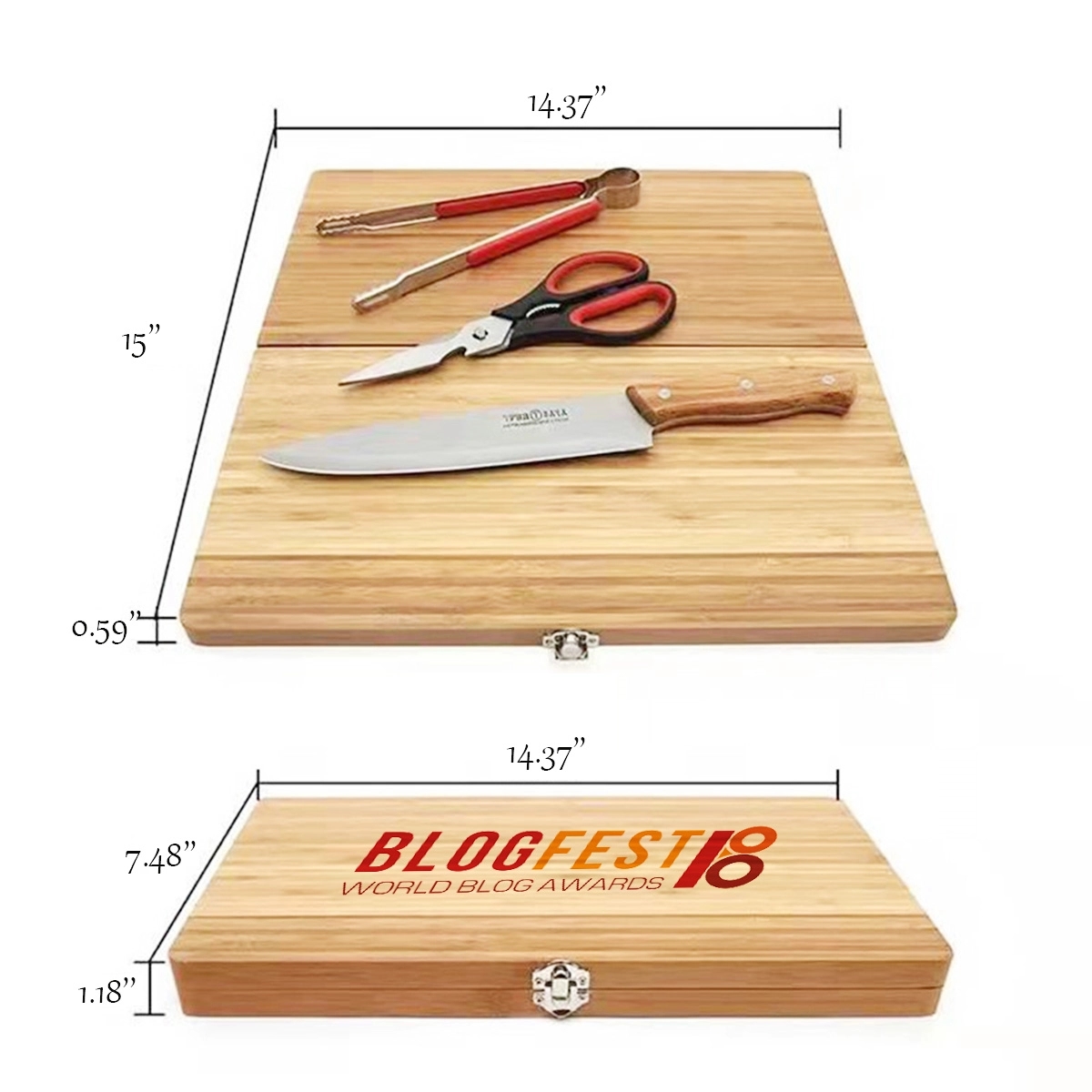 4 In 1 Potable Camping Wood Cutting Board Set 3