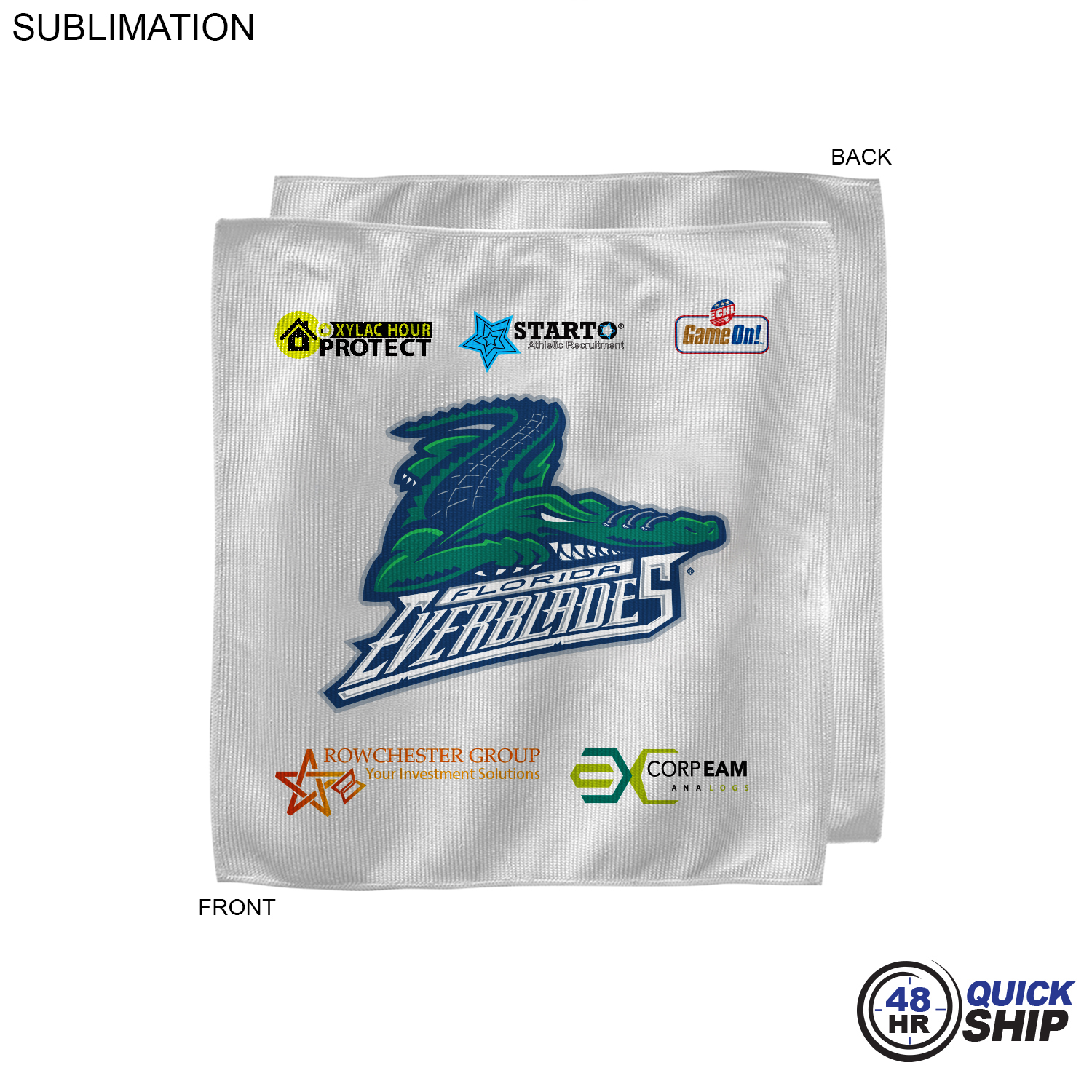48 Hr Quick Ship - White Microfiber Dri-Lite Terry Sponsorship Rally Towel, 15x15, Sublimated 6