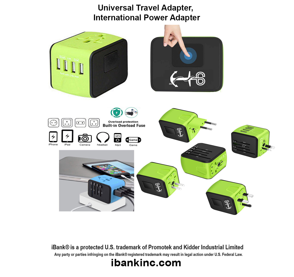iBank ® Universal Travel Adapter, International Power Adapter 1