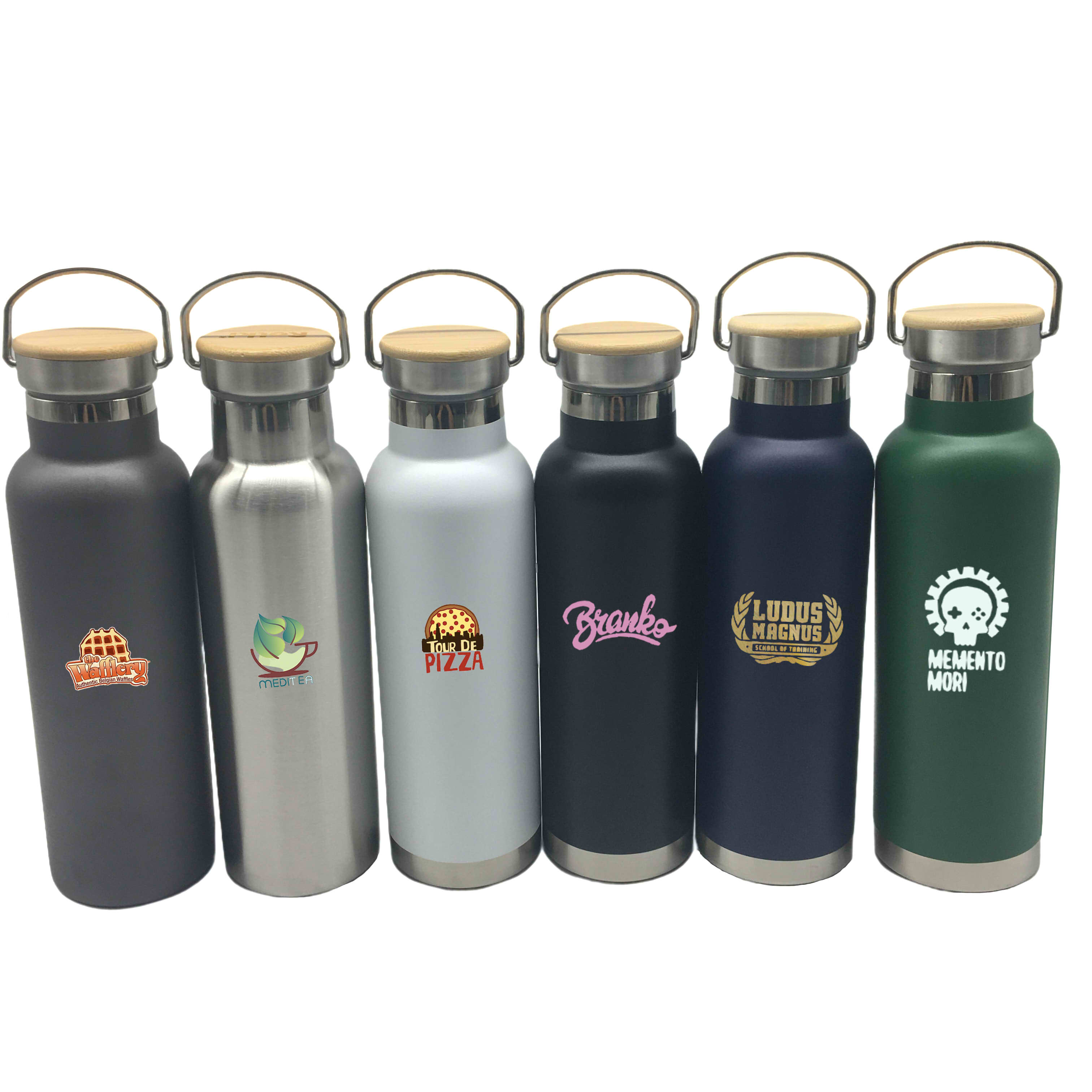 20 oz Stainless Steel Double Wall Bottle w/Bamboo Lid 6