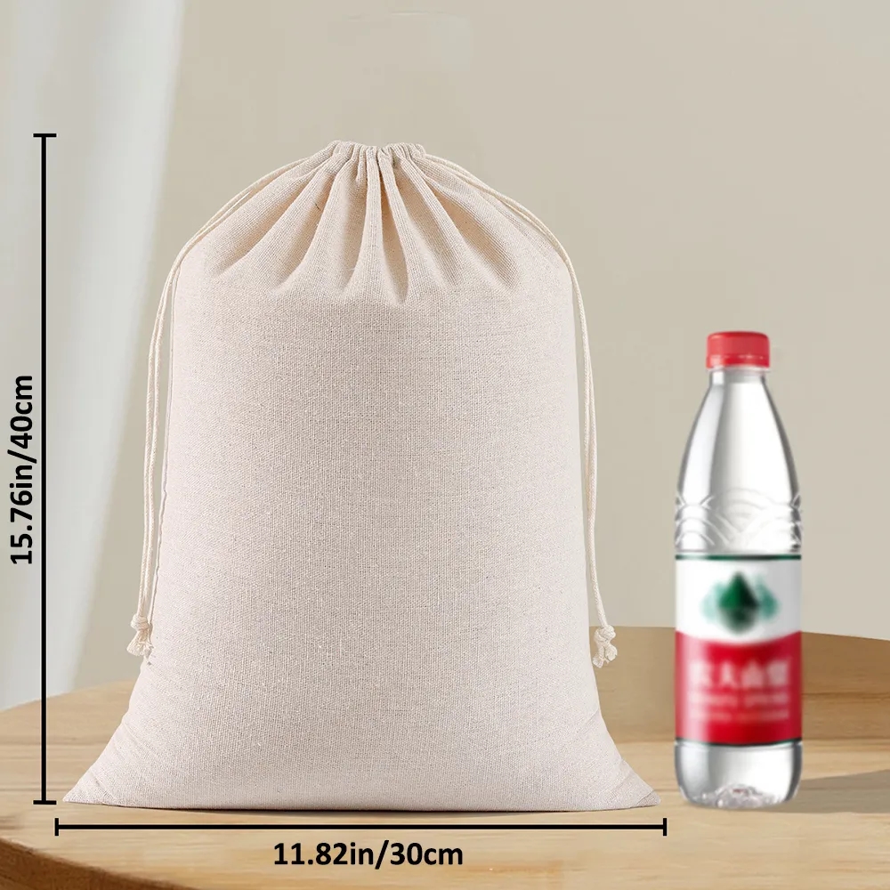 Muslin Cotton Drawstring Bags Reusable Empty Gift Pouch 8