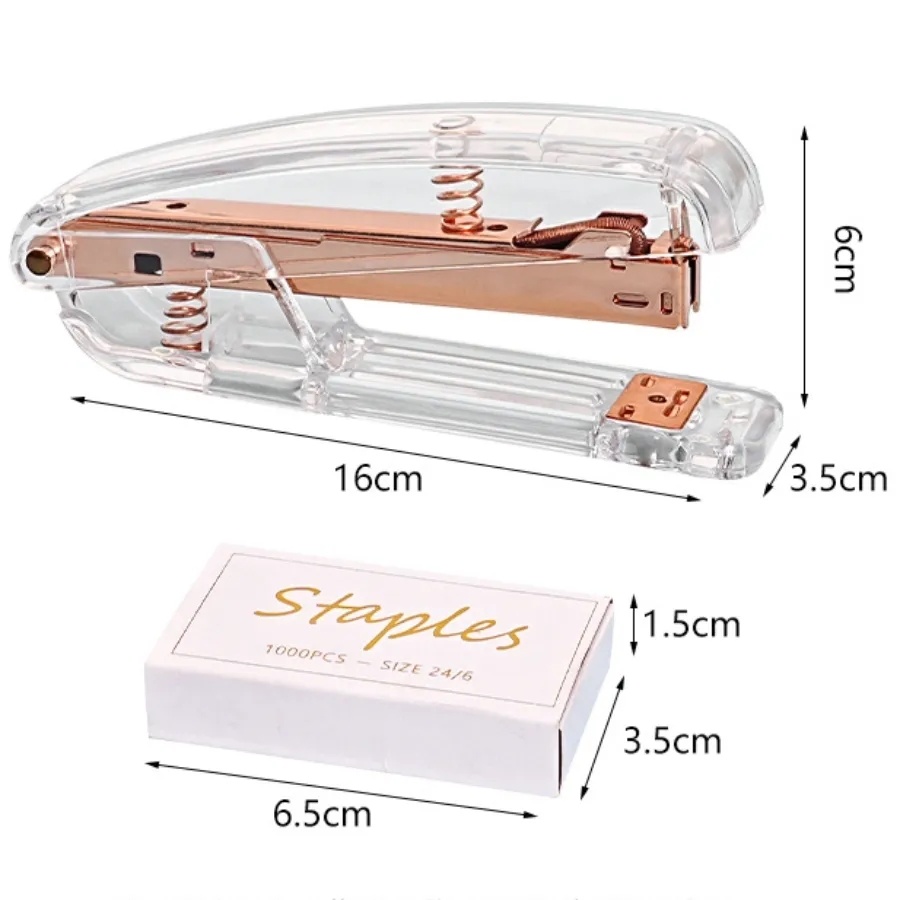 Rose Gold Transparent Desktop Stapler 5
