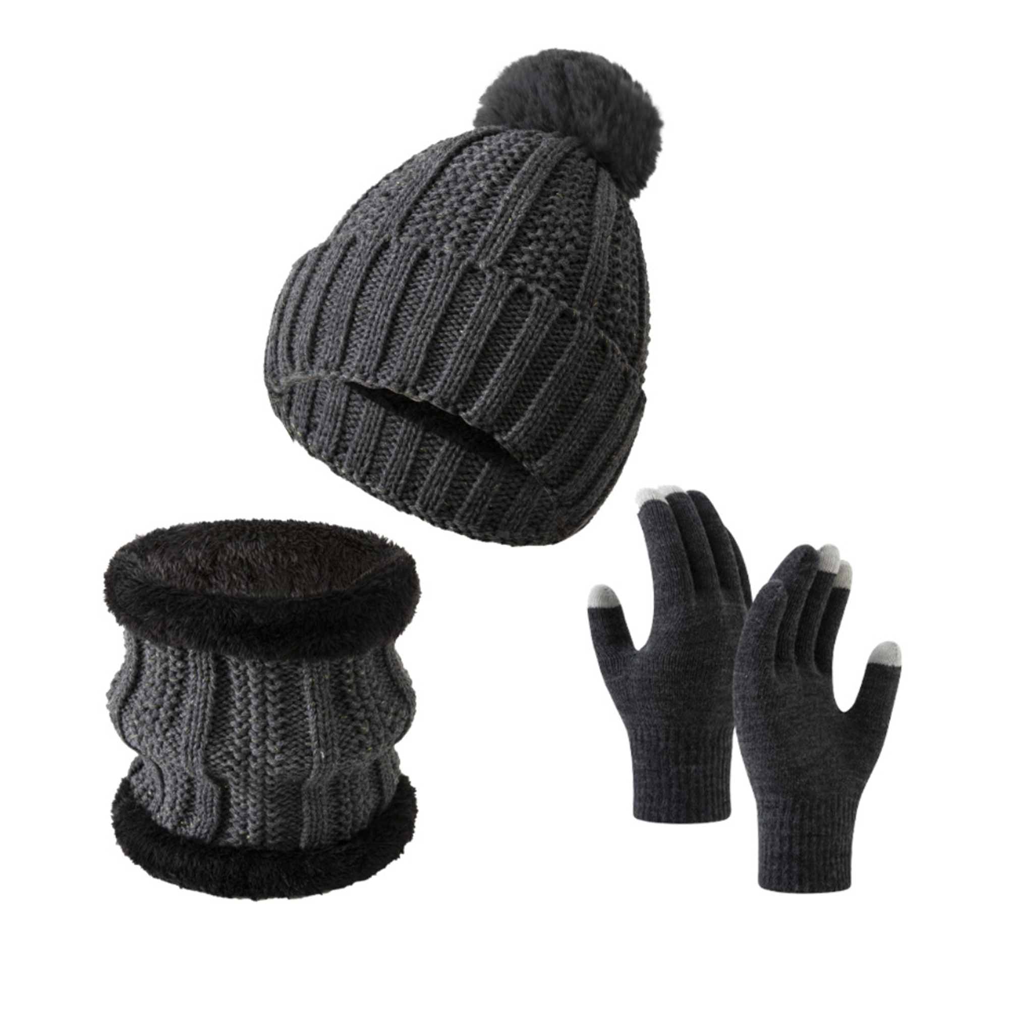 Versatile Three Piece Set Of Warm Gloves Hat And Scarf 1