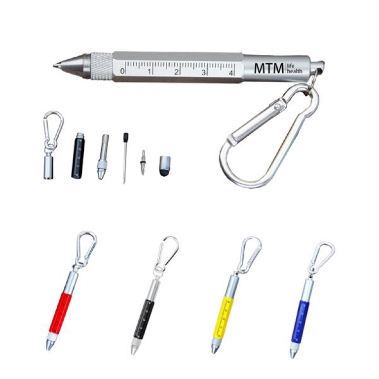 6 In 1 Metal Tool Pen With Carabiner 4