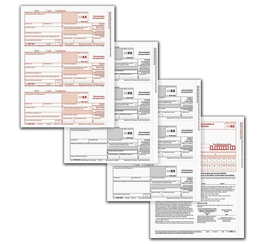 1099 NEC Laser Pack Set, 5-Part, 50 Employees 1