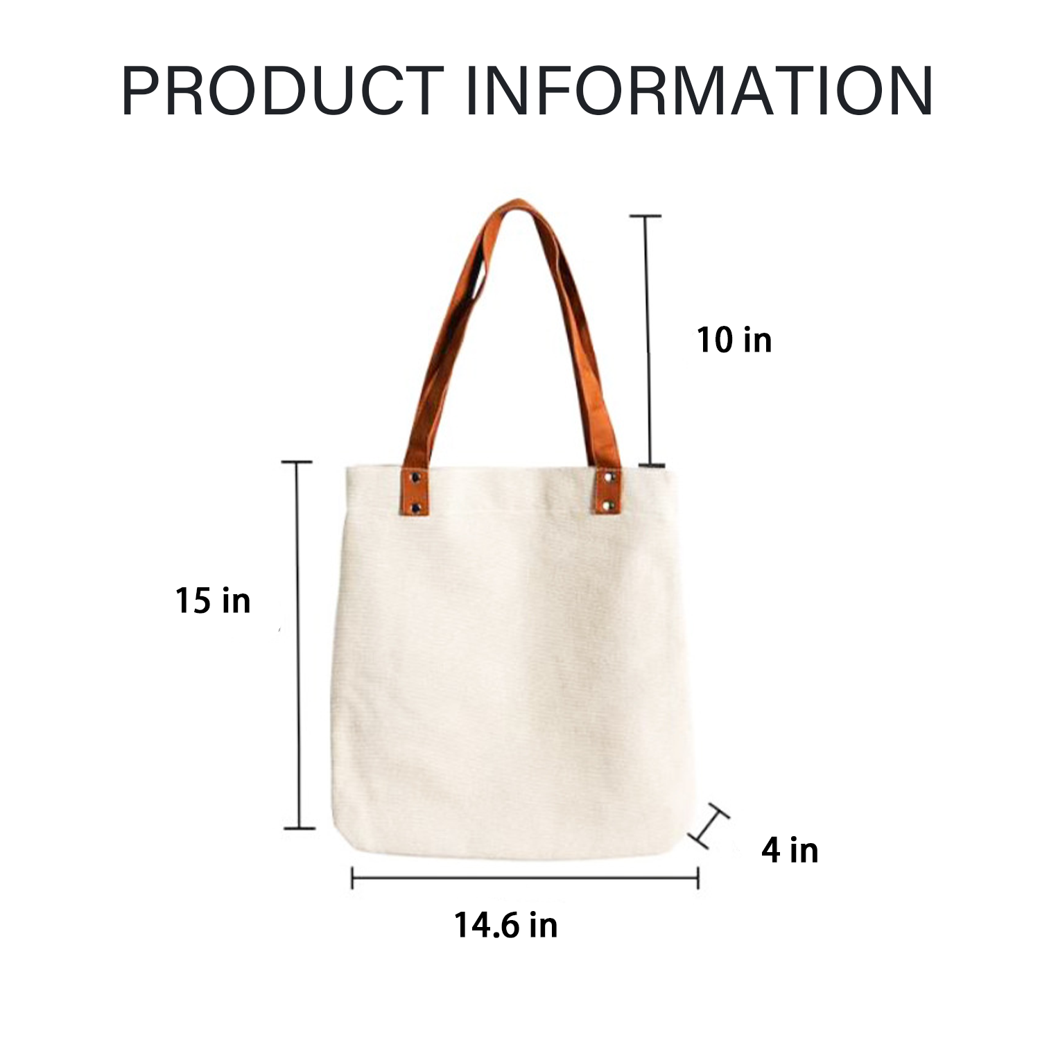 Canvas Tote Bag With PU Leather Handles, custom tote bag with logo imprint 5