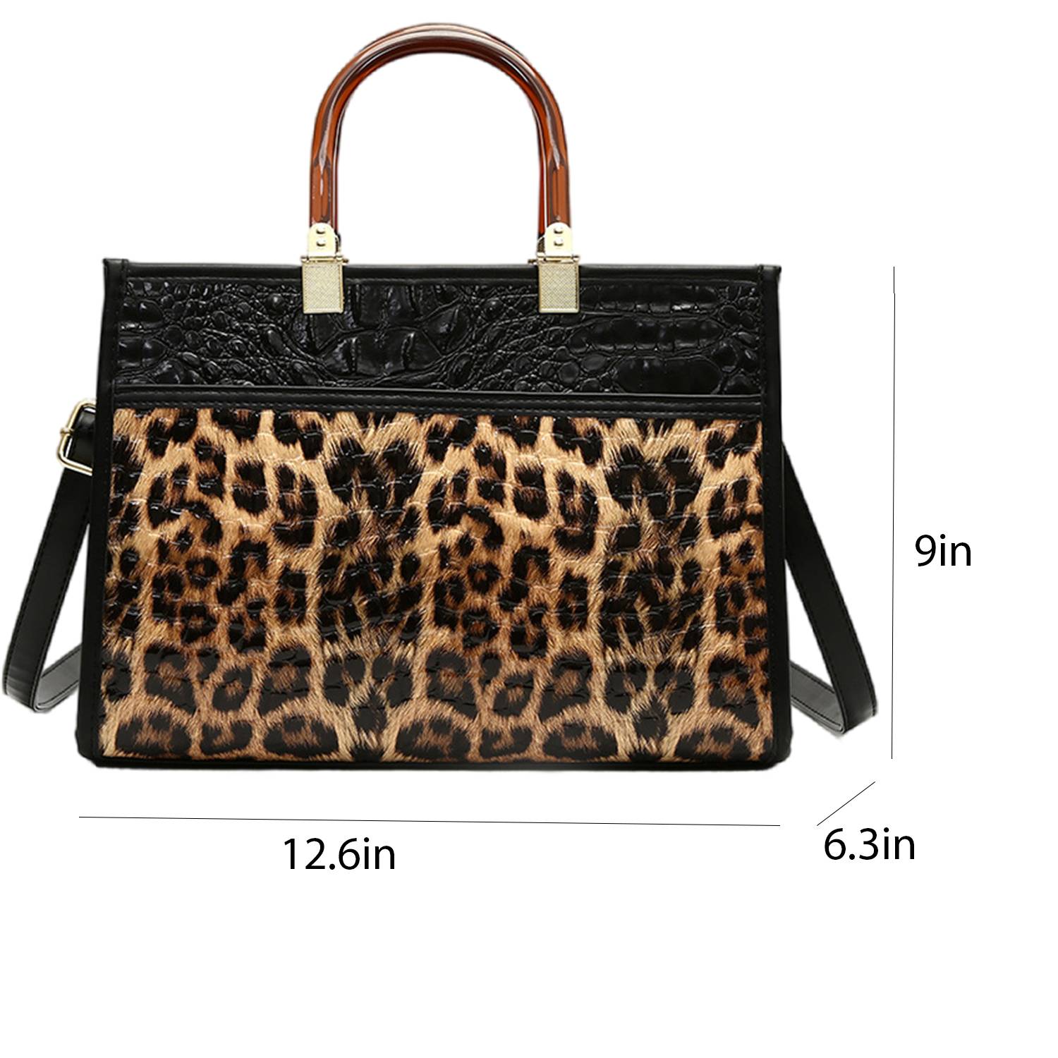 PU Leather Leopard Tote Crossbody Bag 5