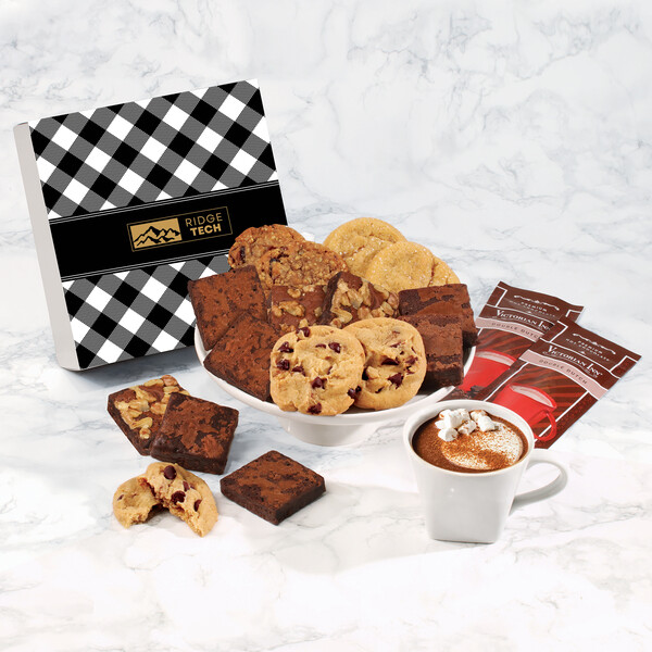 Gourmet Cookie & Brownie Gift Box with Black Plaid Sleeve 3