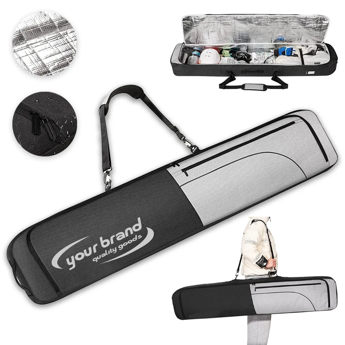 600D Premium Water-Resistant Padded Snowboard Ski Bags 7